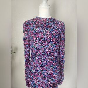Almost Famous Floral Bodycon Dress Mesh Ruched Y2K XL